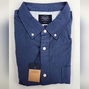 CHARLES TYRWHITT Dress Shirt Slim Fit Long Sleeve 100% Cotton Botton Down Sz XXL